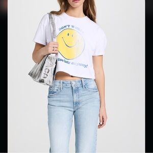 MOTHER The Grab Bag Don't‎ Worry Cropped Tee Small